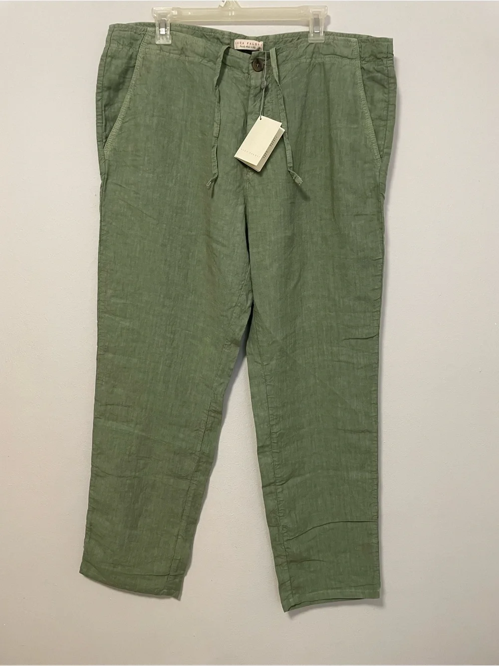 New With Tags Luca Faloni Men's Sage Green Linen Pants